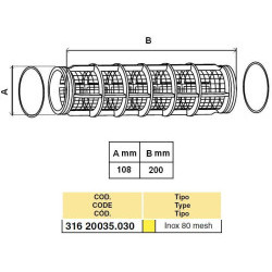 ЕЛЕМЕНТ ЗА ФИЛТЪР 108х200mm, 80 mesh - ЖЪЛТ