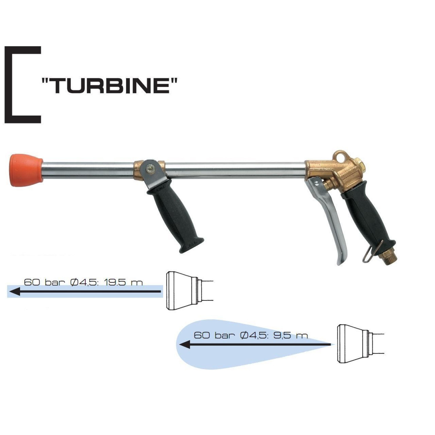 ПИСТОЛЕТ ЗА ПРЪСКАНЕ "TURBINE" - Ø2.3 mm, 600 mm, 60 bar/max - Braglia
